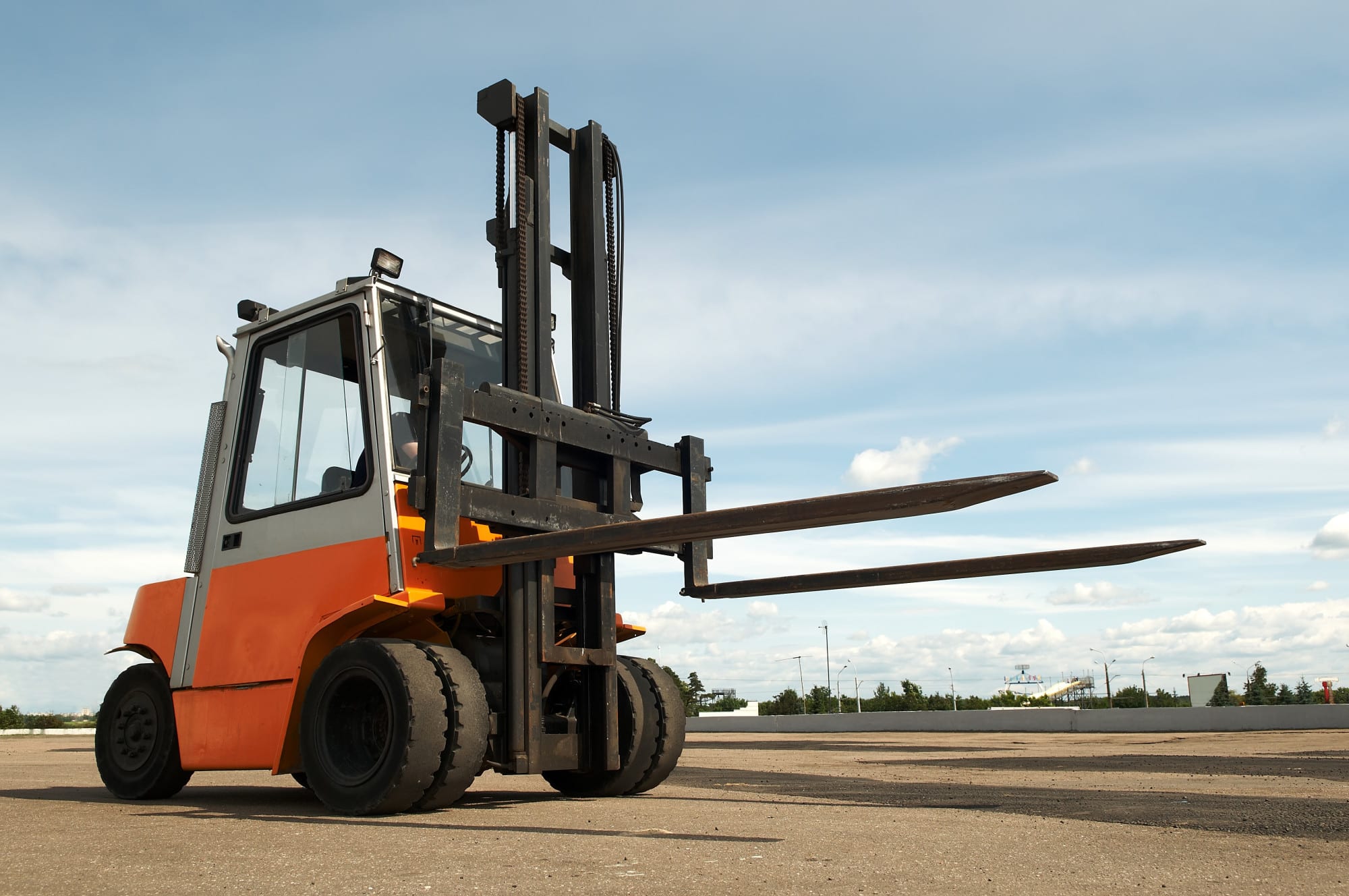 Forklift on a runway