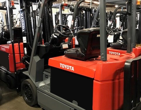 Warehouse of Toyota forklifts