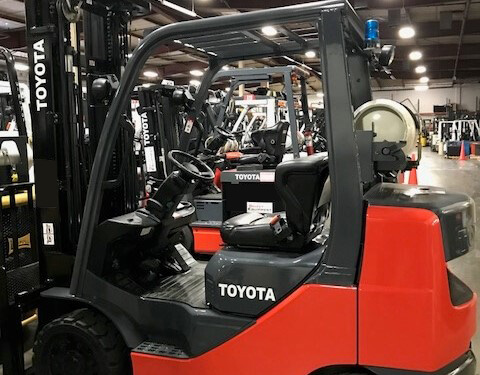 Red Toyota fleet of forklifts